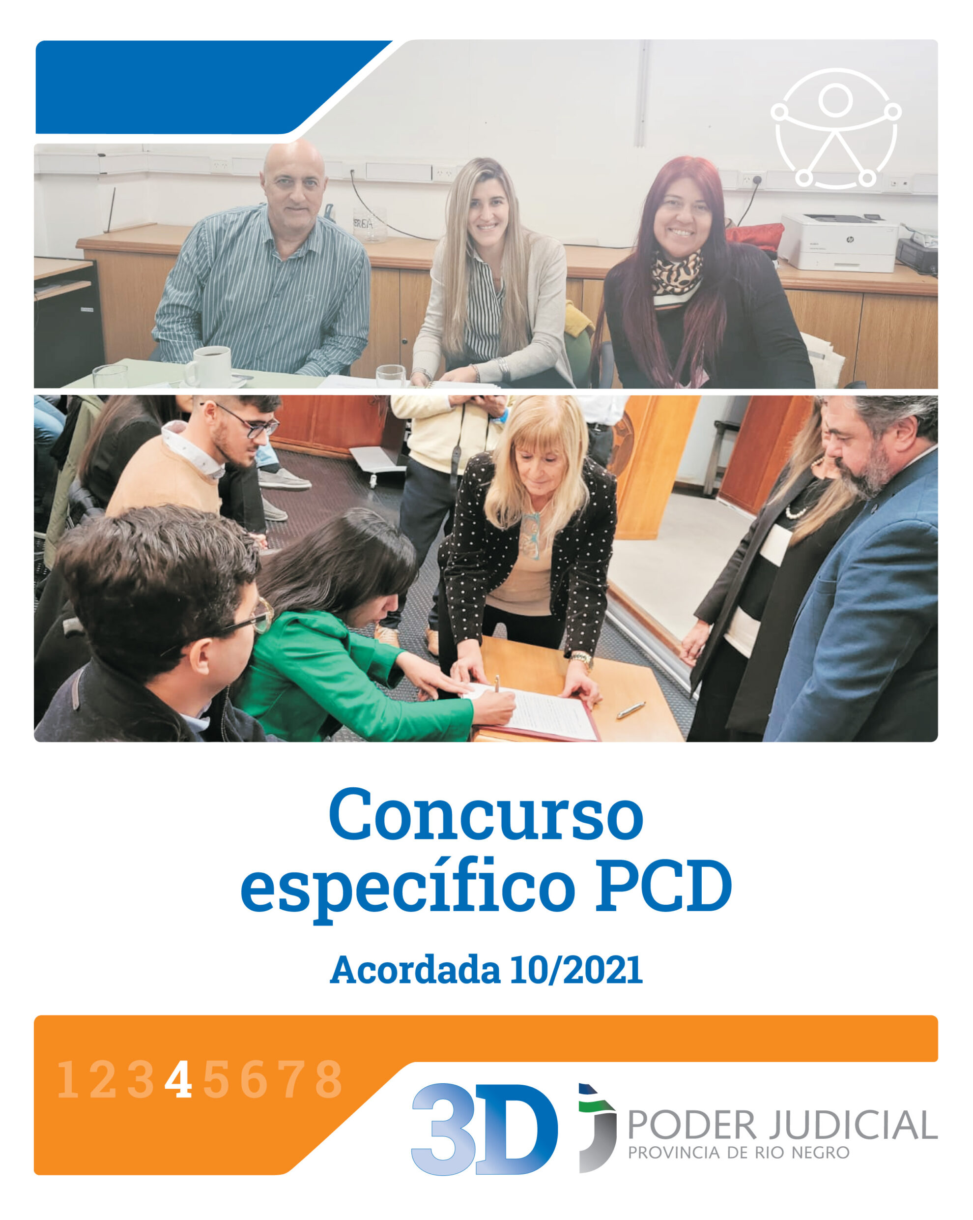 3 de diciembre, Día internacional de las personas con Discapacidad. Gráfica con distintas imágenes de personas con discapacidad que trabajan en el Poder Judicial. Derecho al trabajo y al empleo. 4% del cupo laboral. Concurso específico PCD. Inclusión de 10 personas con discapacidad en la 1er. Circunscripción. Realizando ajustes razonables para superar barreras. Garantizando accesibilidad. Inclusión laboral a 40 años de democracia.